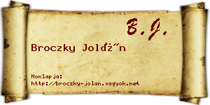 Broczky Jolán névjegykártya